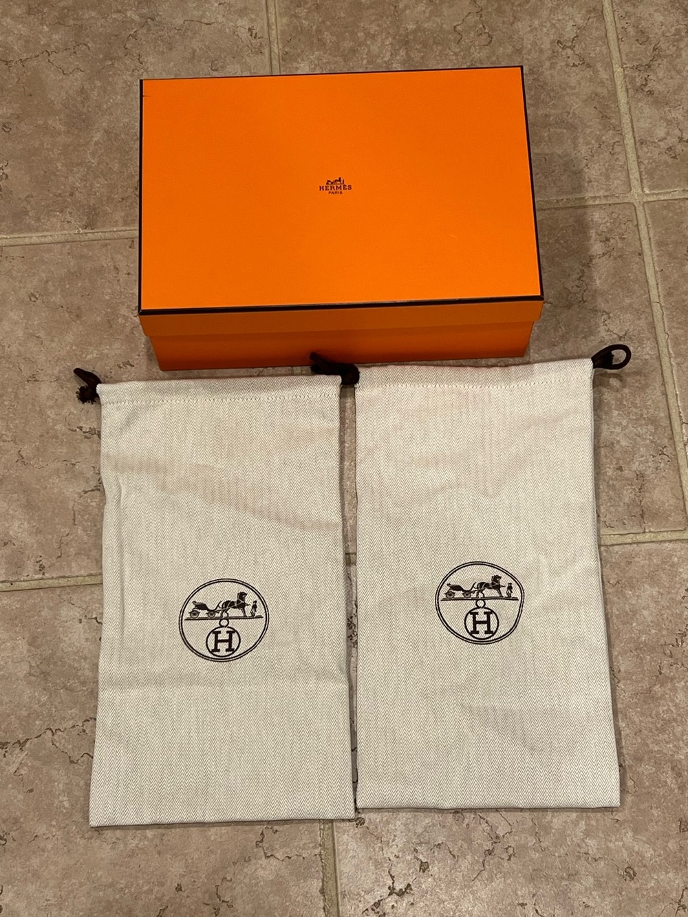 Hermes Orange Box with Cream Dust Bags